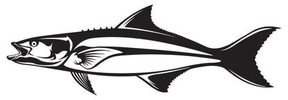 Customizable Cobia fish wall decal, 40"-70", perfect for fish enthusiasts. Add text and choose matte black or white. Large fish wall decor option.