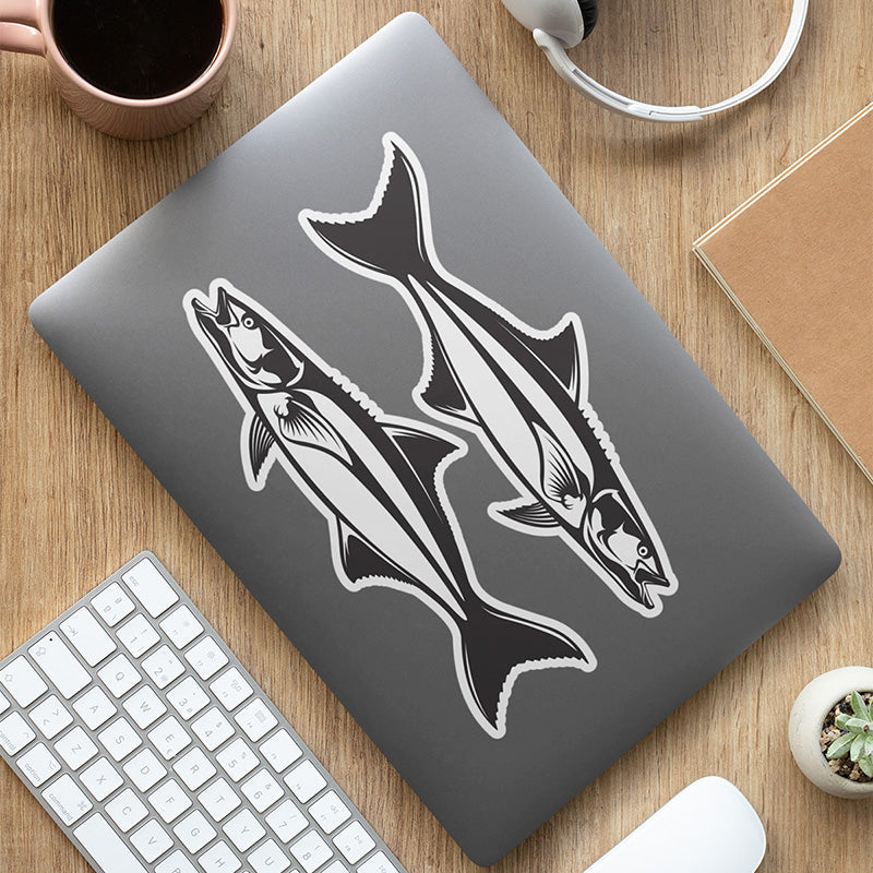 Cobia stickers on a laptop.