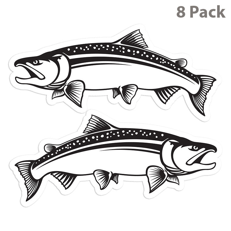 Coho Salmon 5 inch 8 sticker pack.