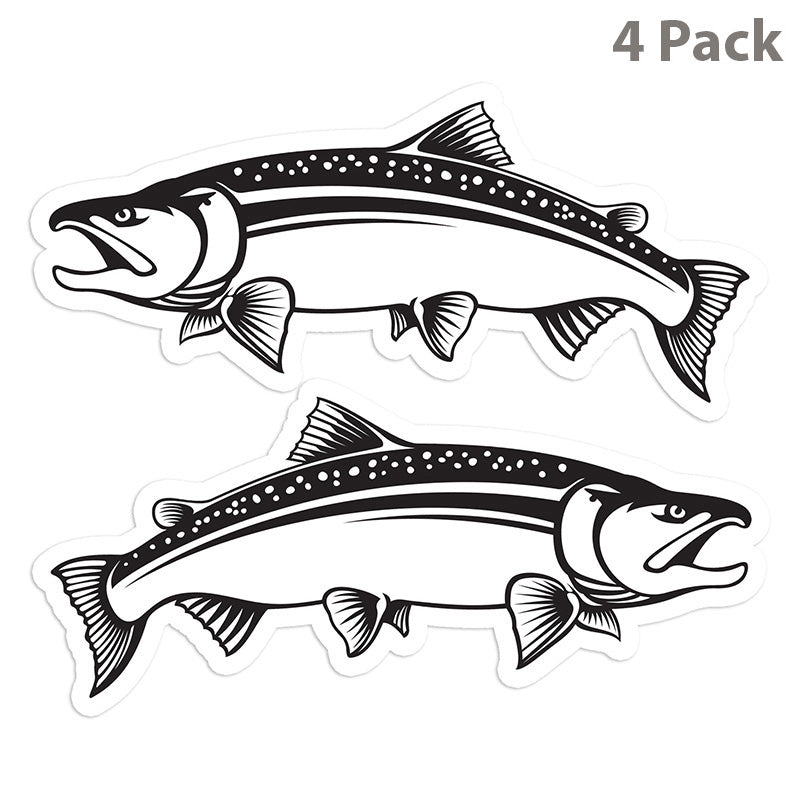 Coho Salmon 5 inch 4 sticker pack.