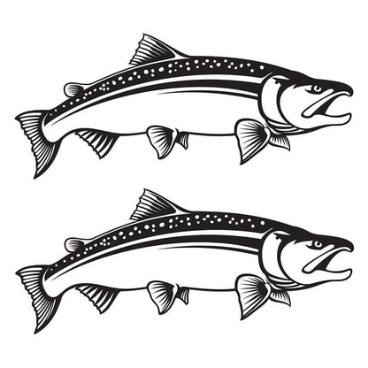 Coho salmon wall decals left and right facing in matte black, perfect fish wall decals for bedrooms and living spaces.