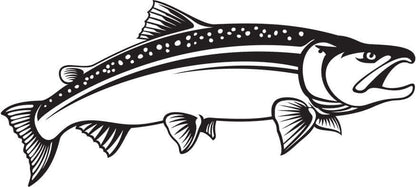 Coho Salmon wall decal, customizable size 40"-70". Perfect fish wall sticker for bedroom decor or fishing enthusiast spaces.