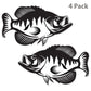 Crappie stickers, black and white, 14 inch, 4 pack.
