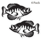 Crappie stickers, black and white, 5 inch, 4 pack.