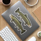 Cutthroat Trout stickers on a laptop.