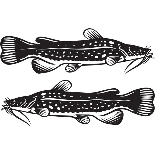 Flathead Catfish decals left and right facing.