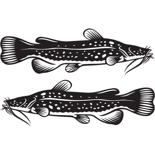 Flathead Catfish wall decals in black and white for fish enthusiasts.