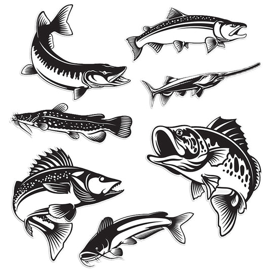 Freshwater Fish stickers 14 inch 12 Pack.
