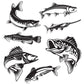 Freshwater Fish stickers 8 inch  12 Pack.