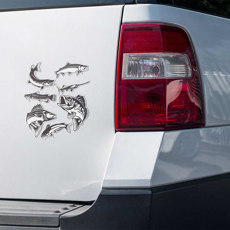 Freshwater Fish stickers on a truck.