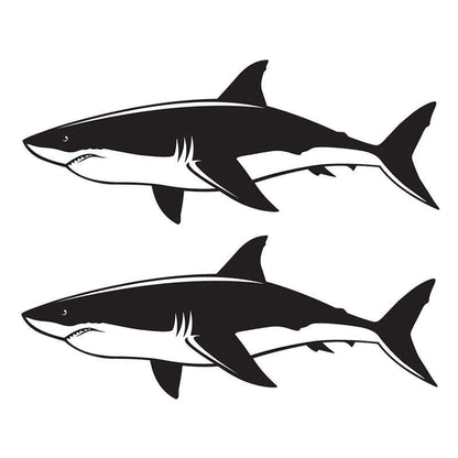 Great White Shark vinyl decals, perfect fish stickers for cars or boats, marine grade, available in black or white, 14"-70".