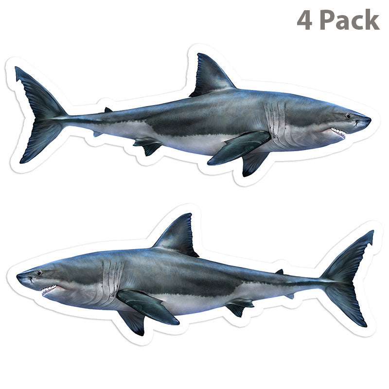 Great White Shark  5 inch 4 sticker pack.