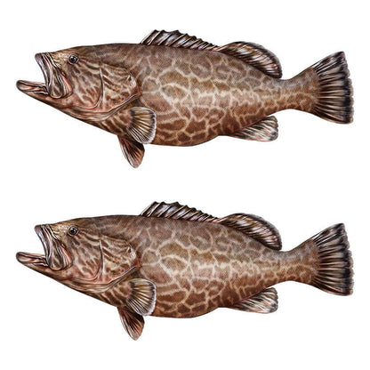 Customizable black grouper fish wall decals, 40"-70", perfect for fish enthusiasts. Add text, ideal fishing wall stickers.