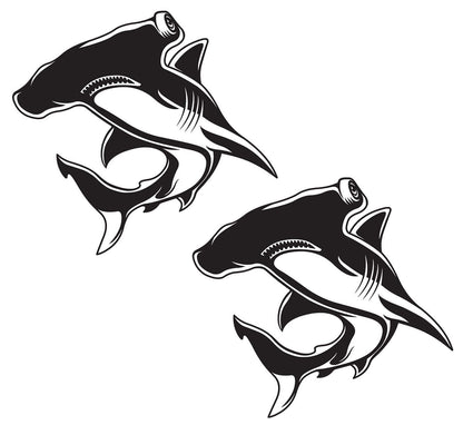 Hammerhead Shark decals in black, perfect fishing stickers for boats, weatherproof and easy to apply with transfer tape.