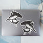 Hammerhead Shark black and white stickers on a laptop.