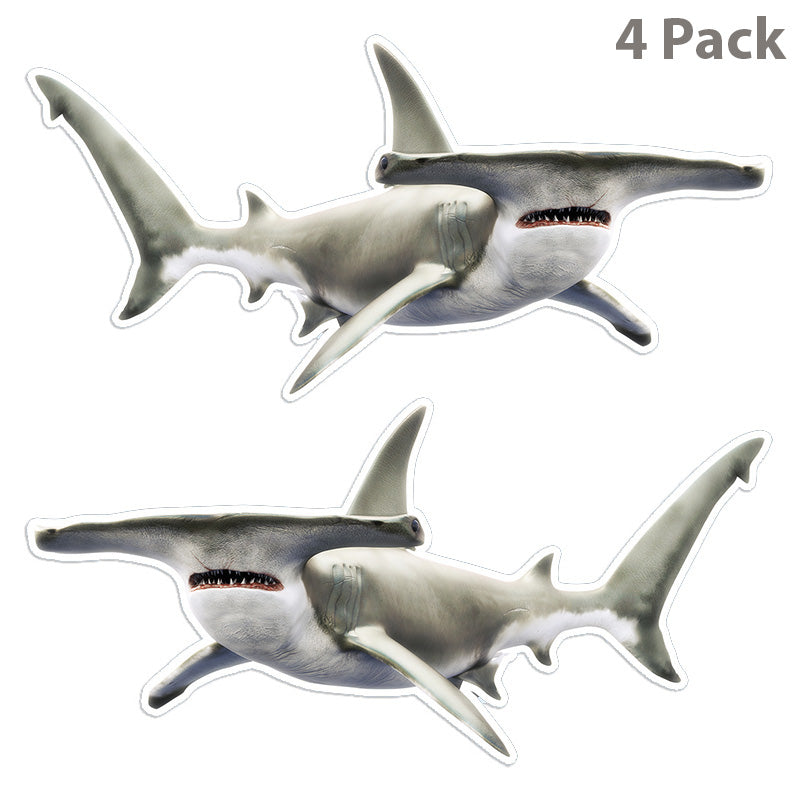 Hammerhead Shark 14 inch 4 sticker pack.