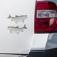 Lake Trout stickers on a truck.