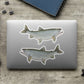 Lake Trout stickers on a laptop.