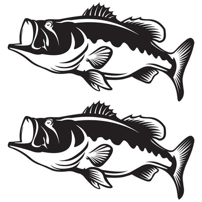 Largemouth Bass decals left facing x 2.