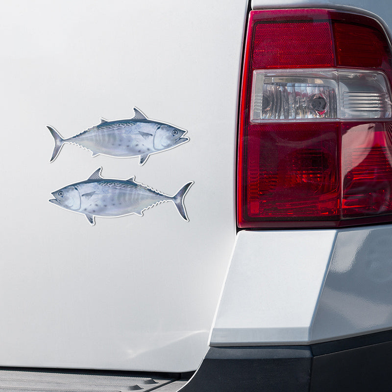 Little Tunny Tuna stickers on a truck.