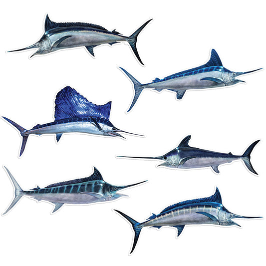 Marlin stickers 14 inch, 12 pack.