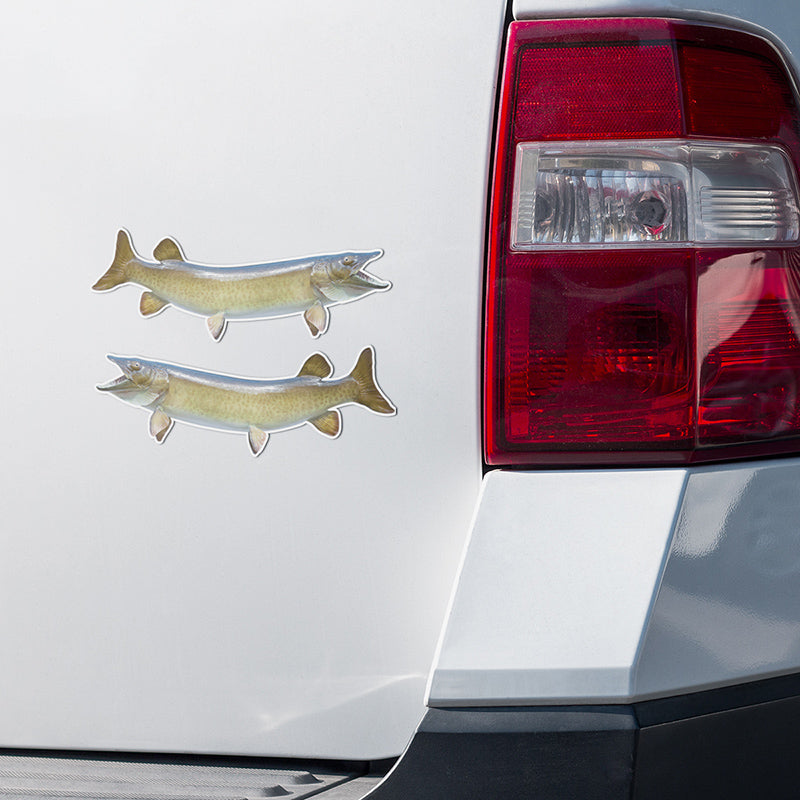 Muskellunge Muskie stickers on a truck.