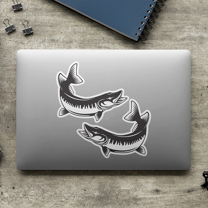Muskellunge, Muskie stickers on a laptop.