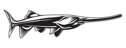 Paddlefish wall decal, customizable size 40"-70", perfect large fish wall decor for enthusiasts with up to 10 lines of text options.