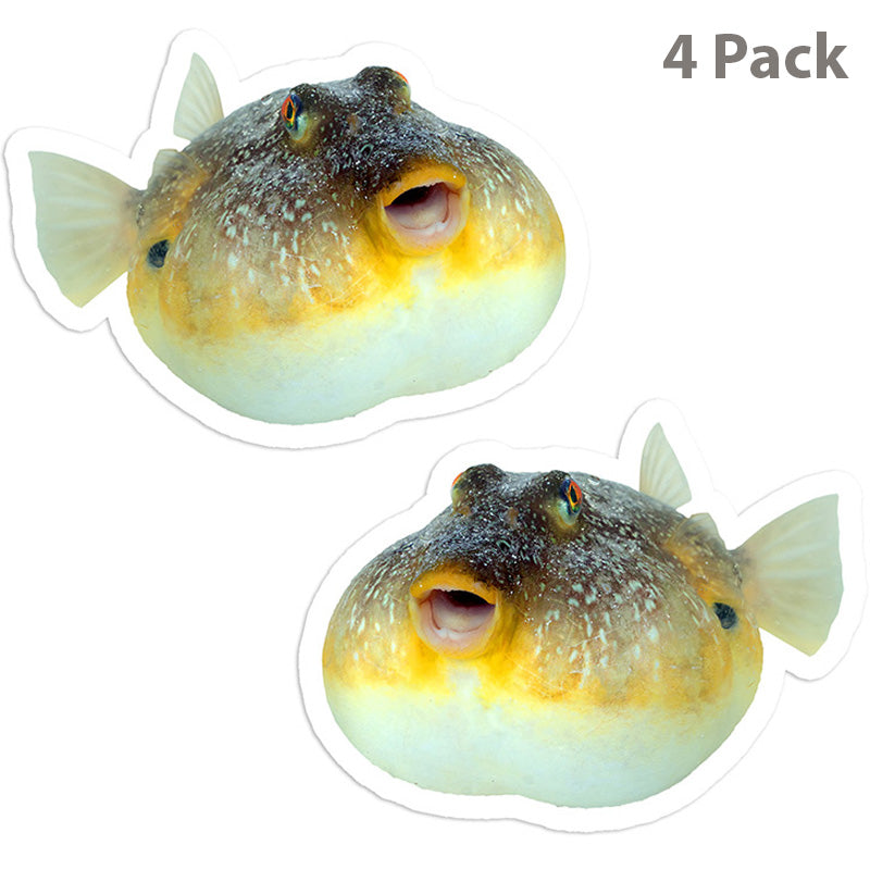 Pufferfish 5 inch stickers, 4 pack.