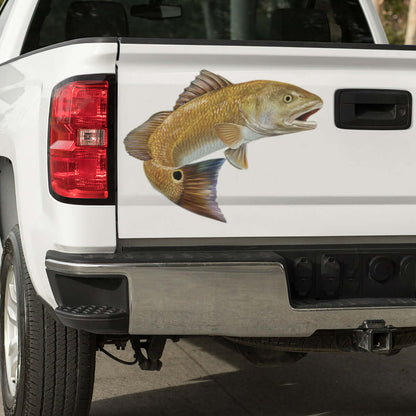 Red Drum, Redfish large decal on a pickup truck 