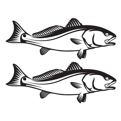 Red drum fish wall decals in black and matte white, perfect for decorating any room.