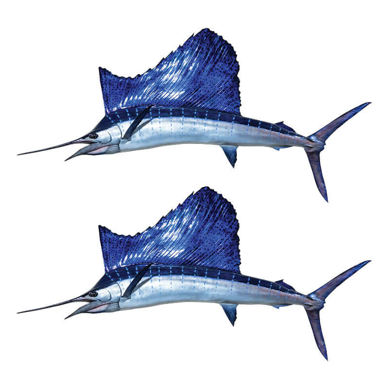 Sailfish wall stickers, fully customizable size from 40"-70". Perfect fishing wall decals for fish enthusiasts.