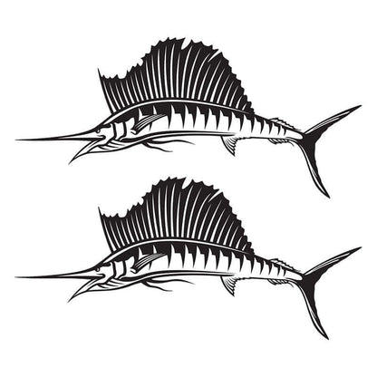 Black and white sailfish wall decals, customizable and removable, 40"-70", perfect fish wall decals for any room or decor style