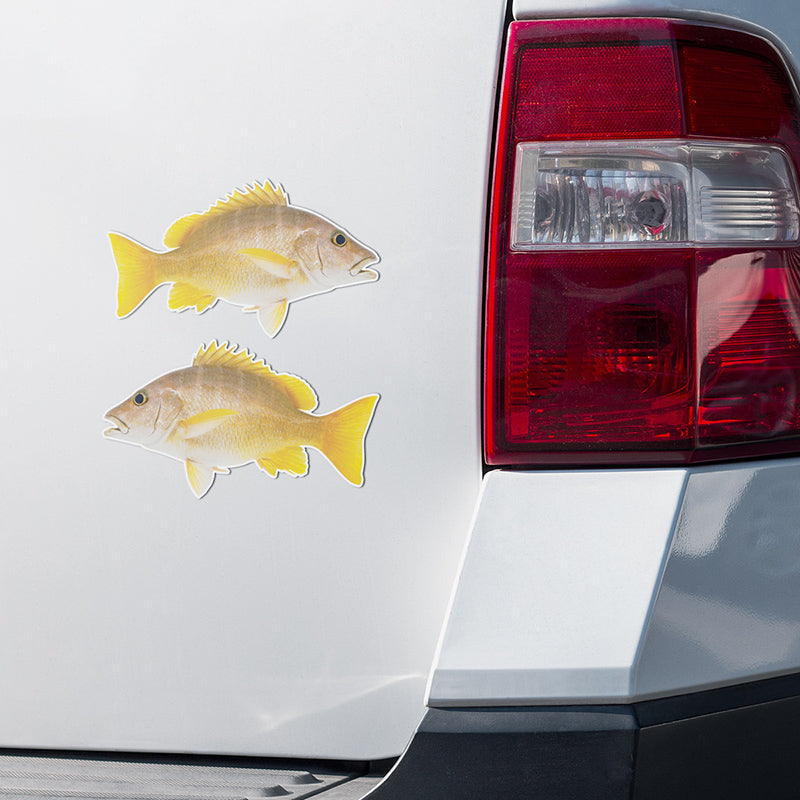 Schoolmaster Snapper stickers on a white truck.