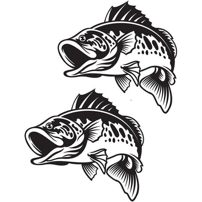 Customizable Smallmouth Bass fish decals for cars and trucks, 14-70 inches, black or white, waterproof vinyl.