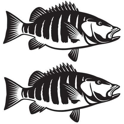 Striped snapper wall decals, fully customizable size from 40"-70", perfect large fish wall decor for enthusiasts.