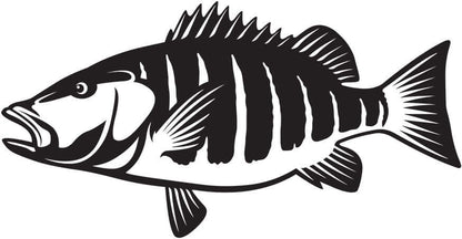 Black and white snapper wall decal, customizable size and text, 40"-70". Perfect fish wall decals for fish enthusiasts.