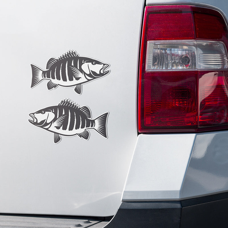 Snapper stickers on a white truck.