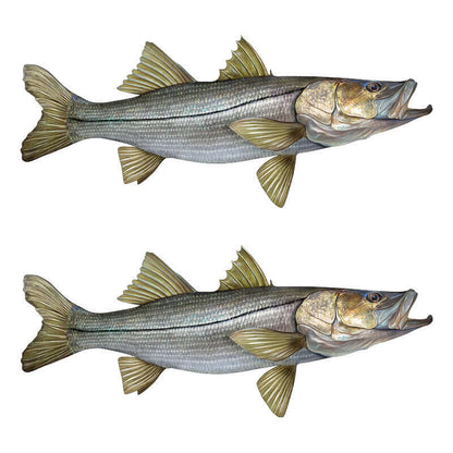 Snook fish wall decals with customizable sizes and text, perfect for fishing enthusiasts. Removable and non-damaging, 40"-70".