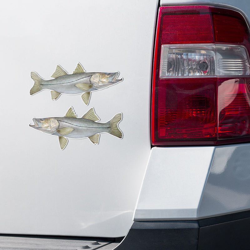 Snook stickers on a white truck.