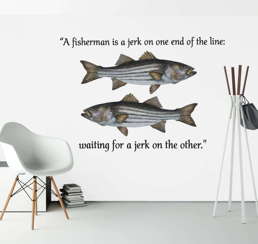 Customizable Striped Bass Wall Decals on a living room wall.