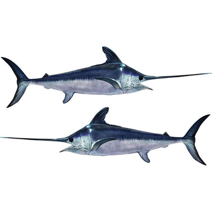 Swordfish wall decals with custom size and text options, available as removable fish transfers for walls.