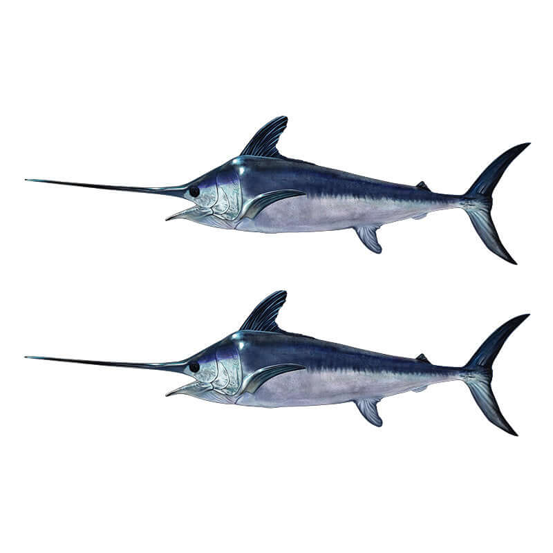 Customizable swordfish wall decals, 40"-70", perfect for fishing enthusiasts. Fish wall decals for bedroom or living space.