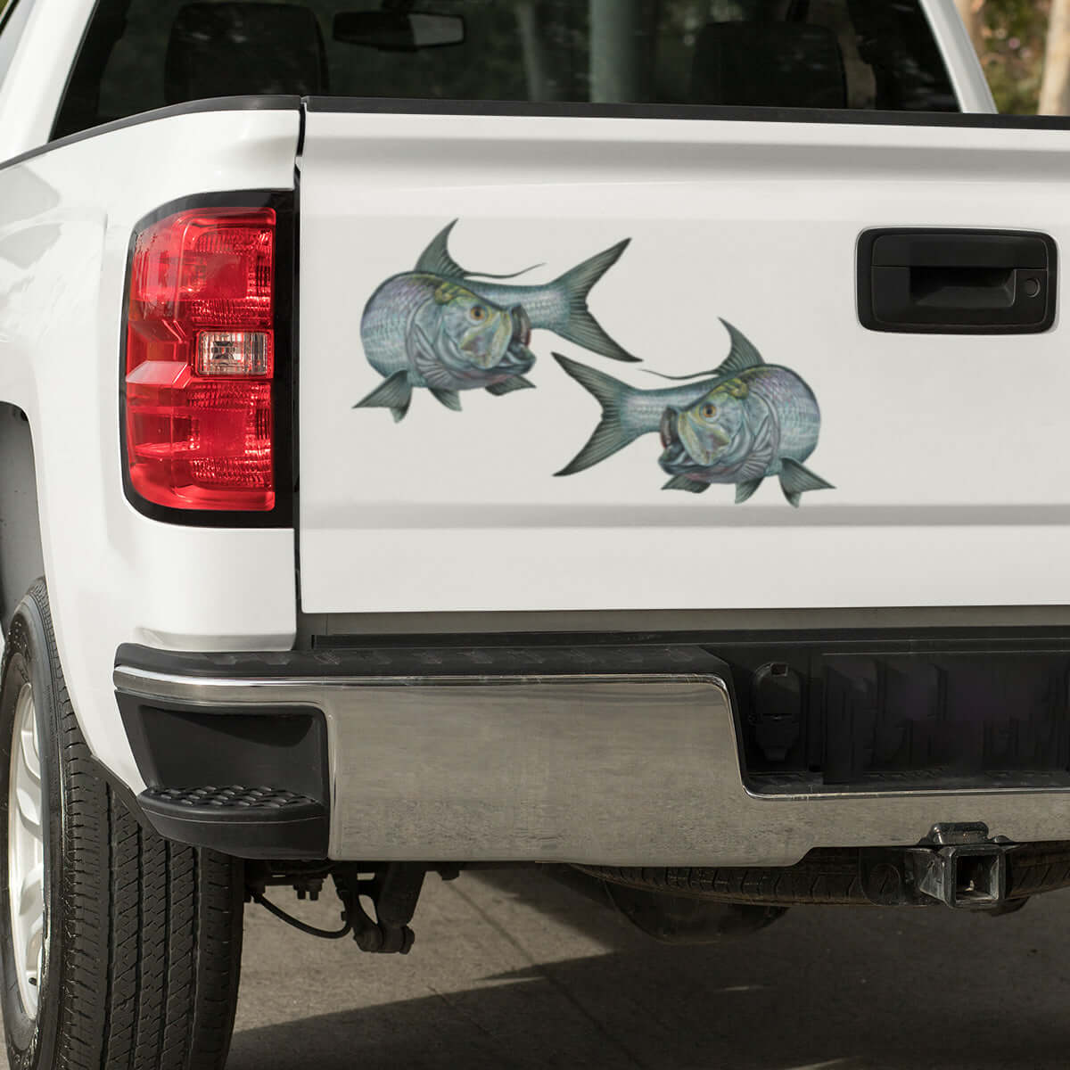 Tarpon large decals on a pickup truck.