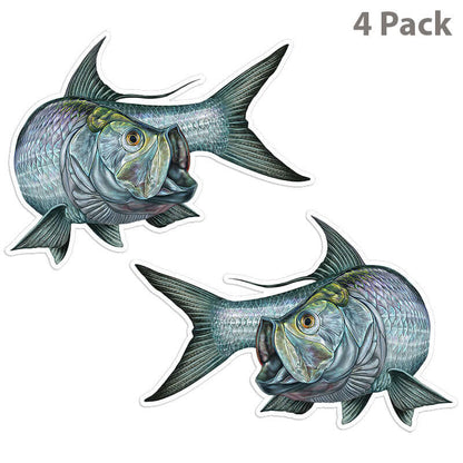 Tarpon stickers 7.5 inch, 4 pack.