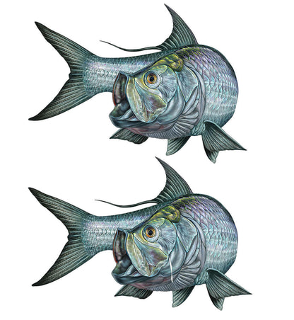 Tarpon wall decals, fully customizable size and text, left and right facing. Perfect large fish wall decor, 40"-70".