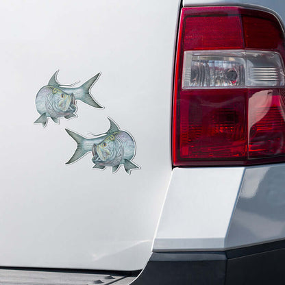 Tarpon stickers on a truck.