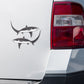 Thresher Shark stickers on a white truck.