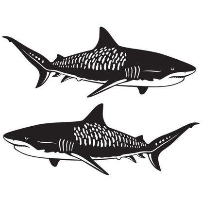 Tiger Shark wall decals, fully customizable from 40"-70", add text options, perfect fish wall stickers for bedroom decor.