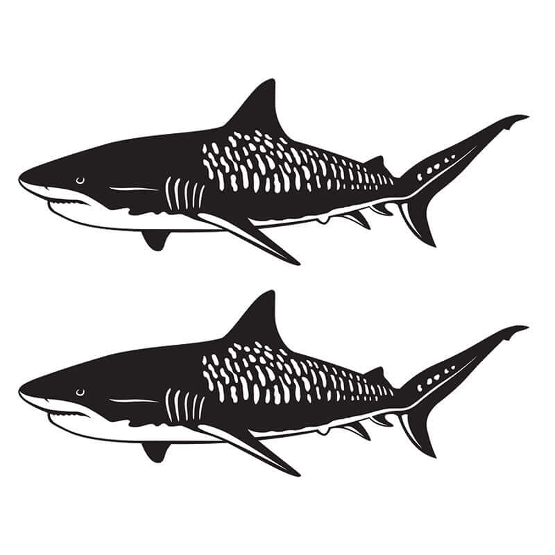 Tiger Shark wall decals, fully customizable 40"-70", perfect large fish wall decor with text options, ideal for sea life enthusiasts.